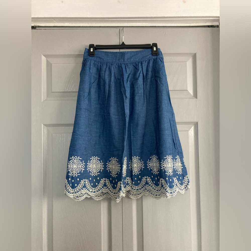 Chambray midi skirt